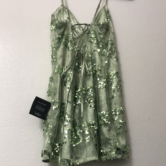 Lulu's Light Green Sequin Dress - Picture 8 of 13